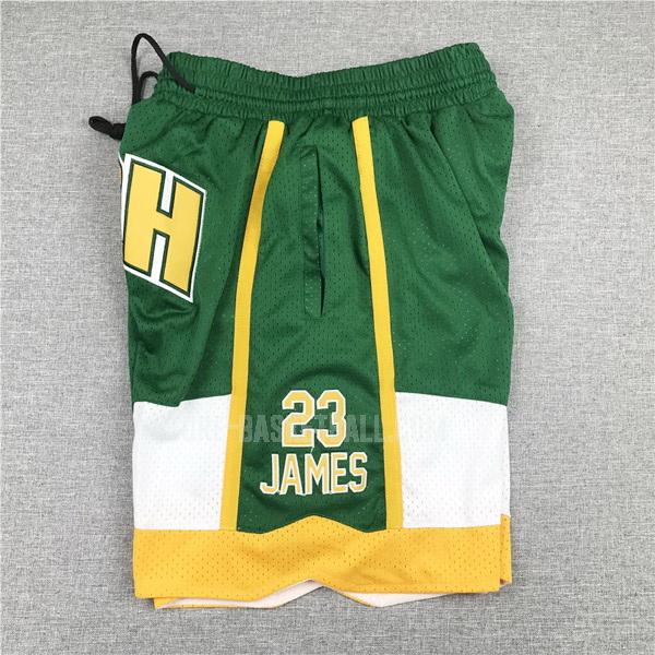  high school lebron james green jms1 men's basketball short 