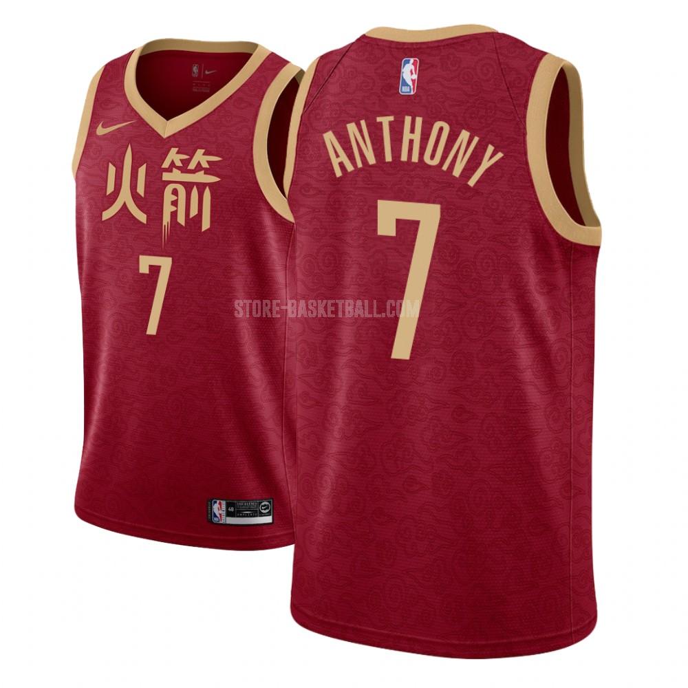 houston rockets carmelo anthony 7 red city edition men's replica jersey