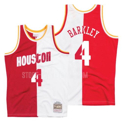 houston rockets charles barkley 4 red white split hardwood classics men's replica jersey