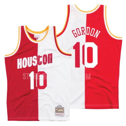 houston rockets eric gordon 10 red white split hardwood classics men's replica jersey
