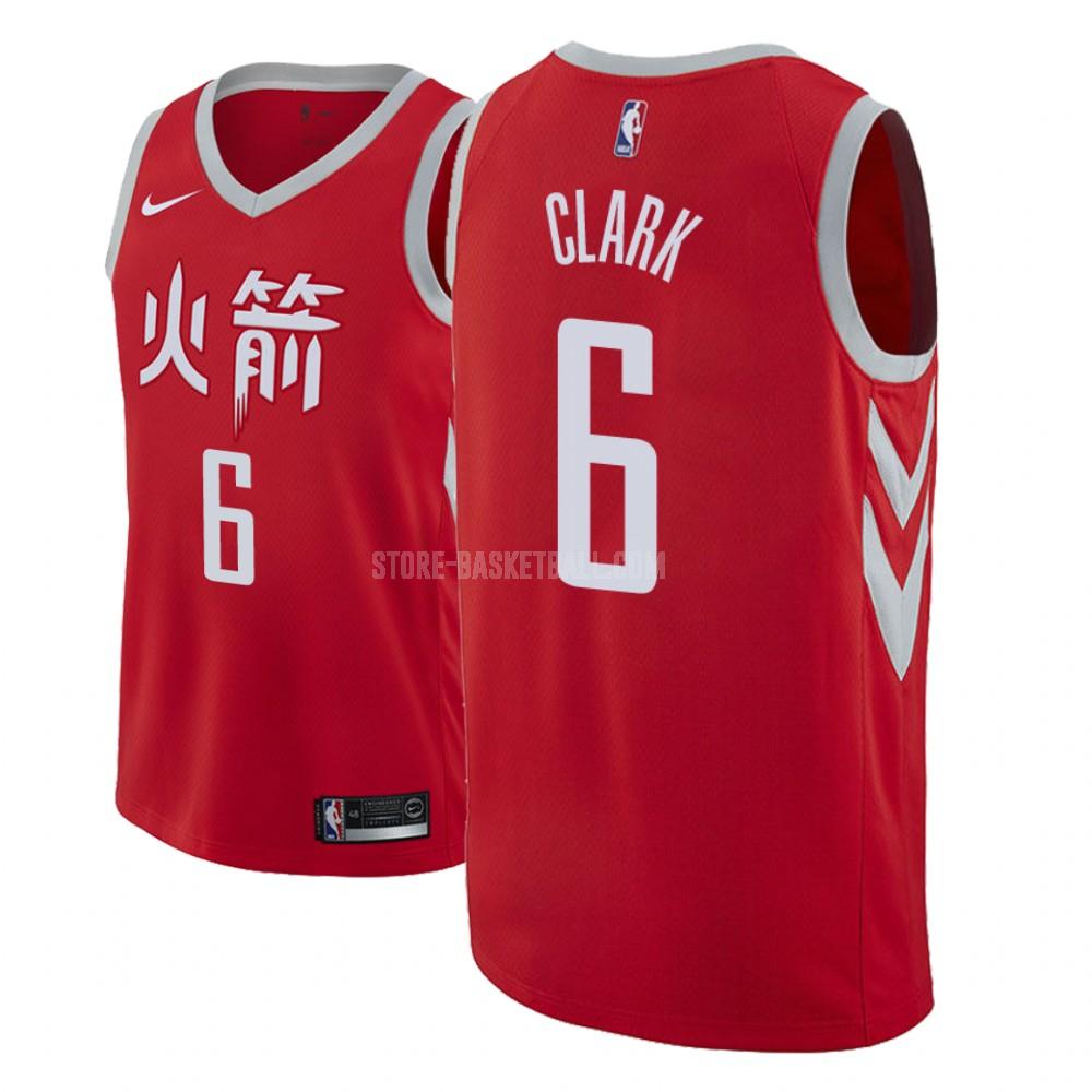 houston rockets gary clark 6 red city edition men's replica jersey