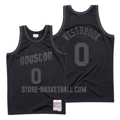 houston rockets russell westbrook 0 black hardwood classics men's replica jersey