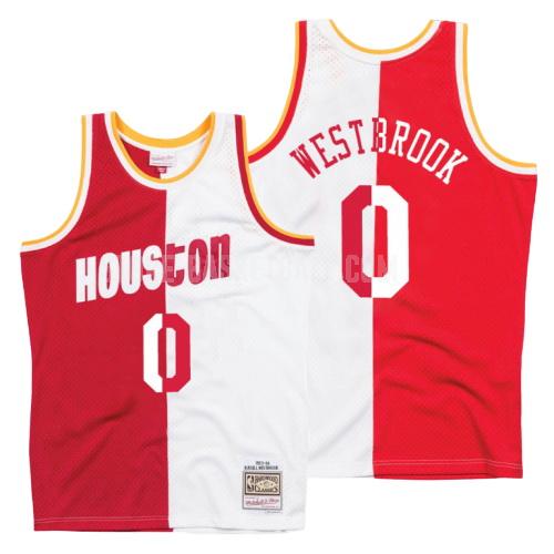 houston rockets russell westbrook 0 red white split hardwood classics men's replica jersey