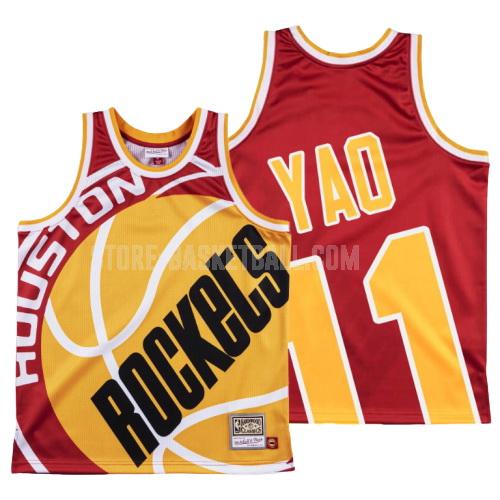 houston rockets yao ming 11 red big face men's replica jersey