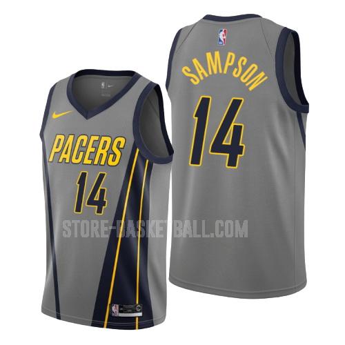 indiana pacers jakarr sampson 14 gray city edition men's replica jersey
