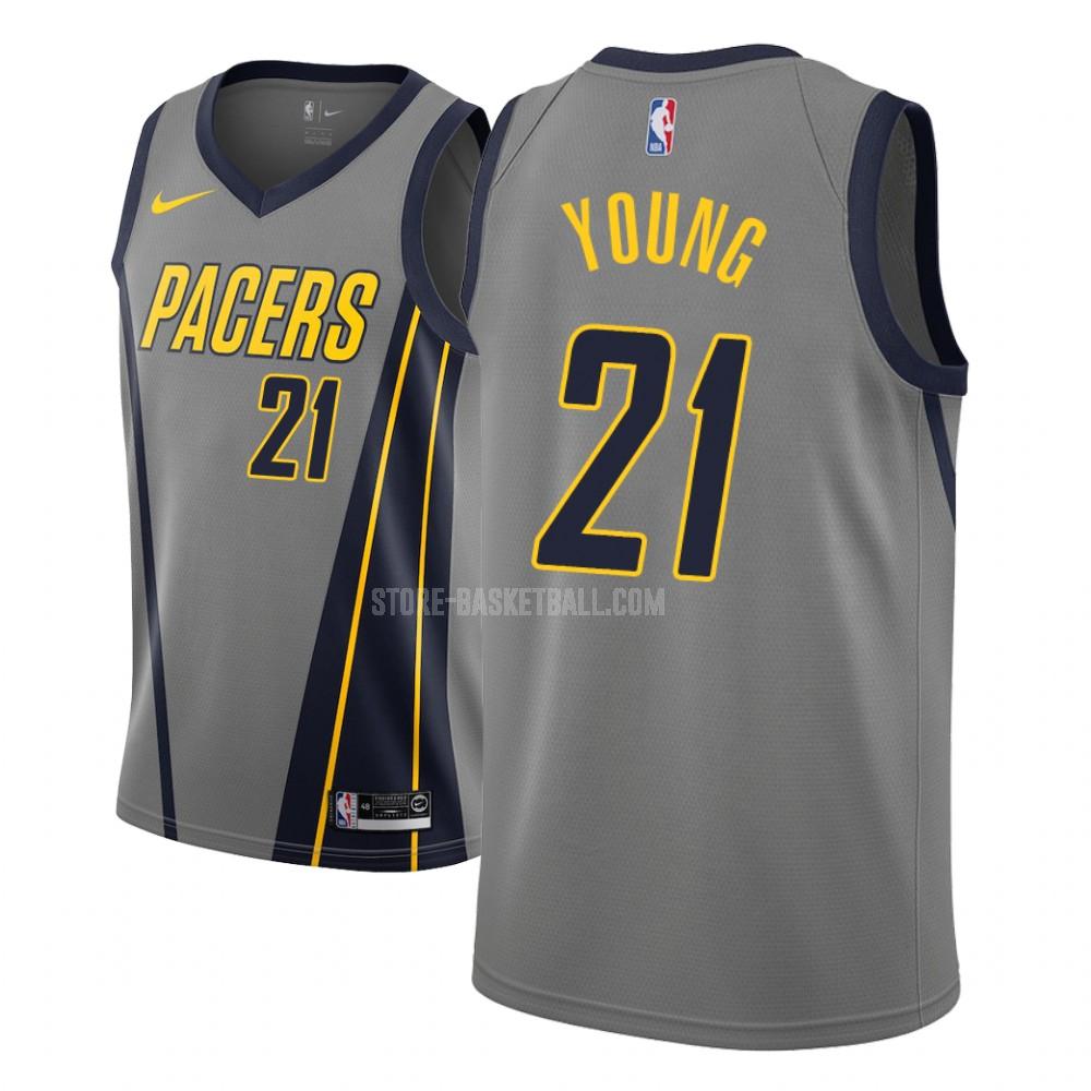 indiana pacers thaddeus young 21 gray city edition men's replica jersey