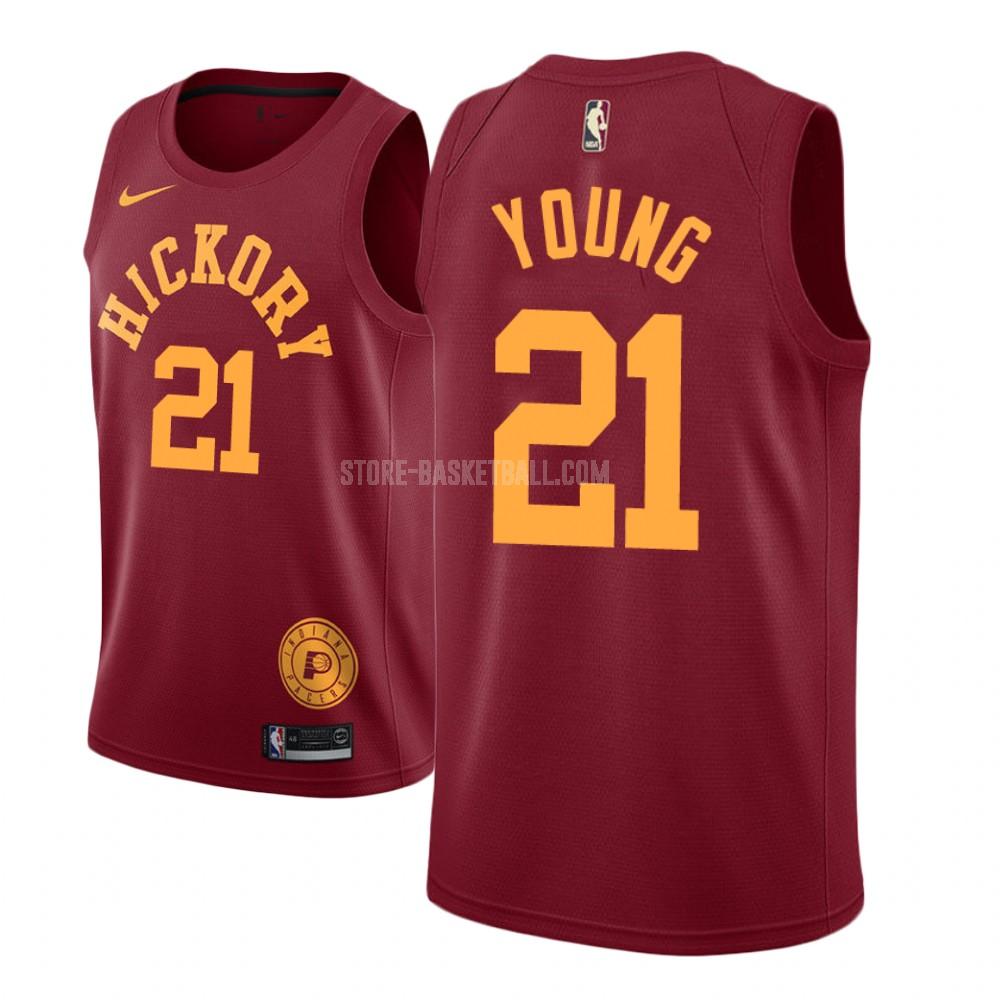 indiana pacers thaddeus young 21 red hardwood classic men's replica jersey