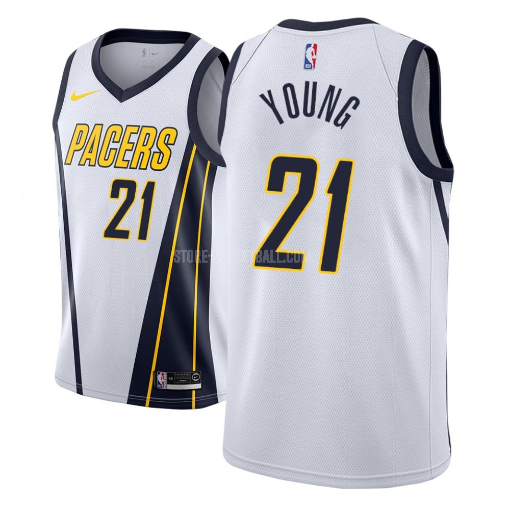 indiana pacers thaddeus young 21 white earned edition men's replica jersey