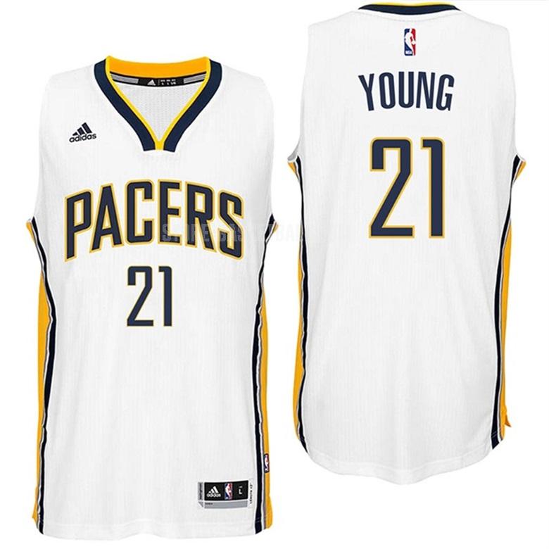 indiana pacers thaddeus young 21 white home men's replica jersey