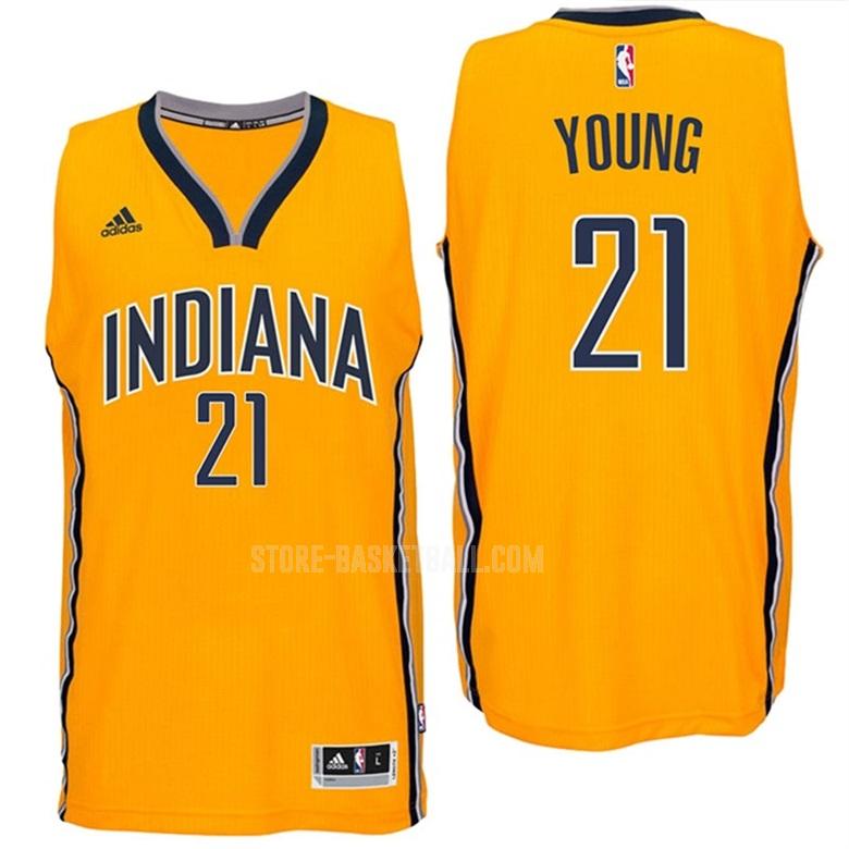 indiana pacers thaddeus young 21 yellow alternate men's replica jersey