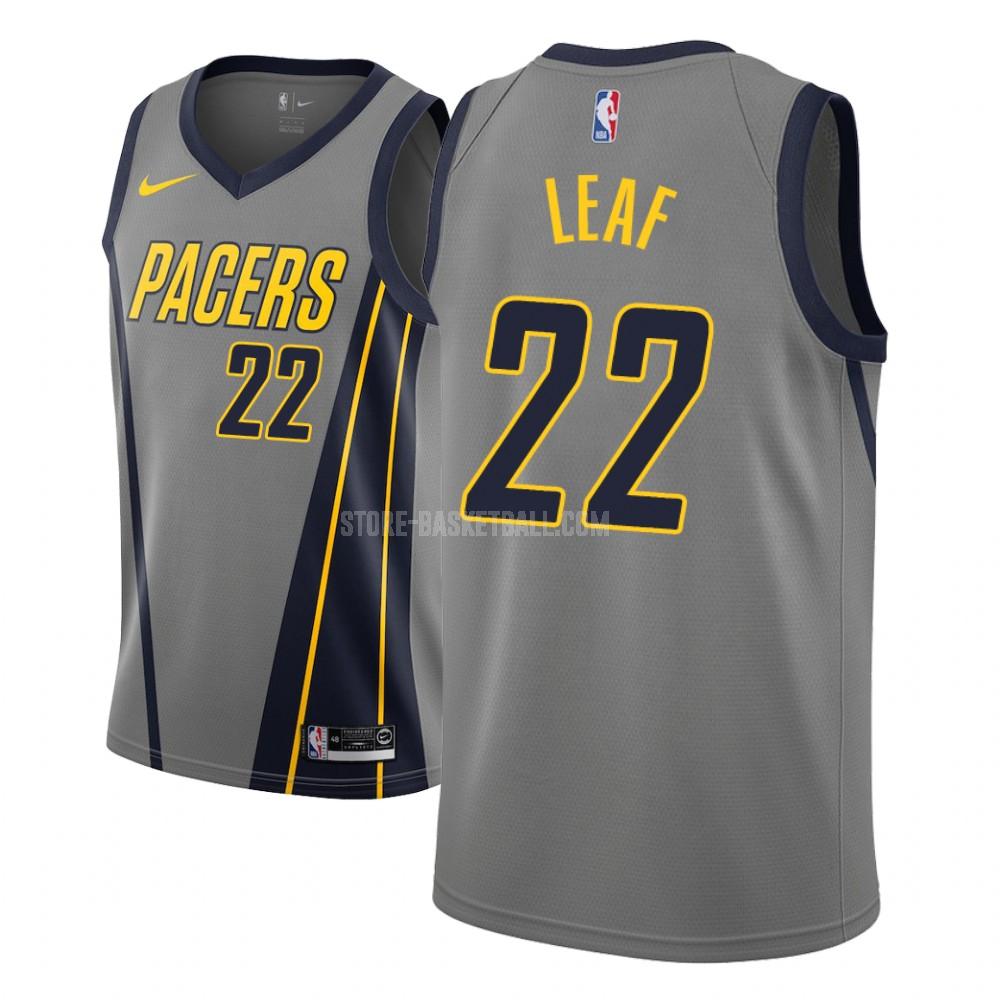 indiana pacers tj leaf 22 gray city edition men's replica jersey