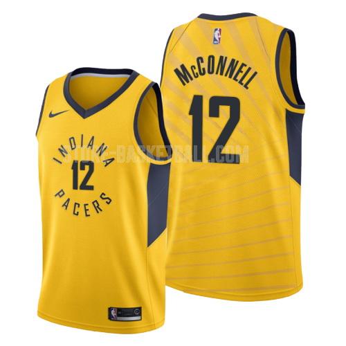 indiana pacers tj mcconnell 9 yellow statement men's replica jersey