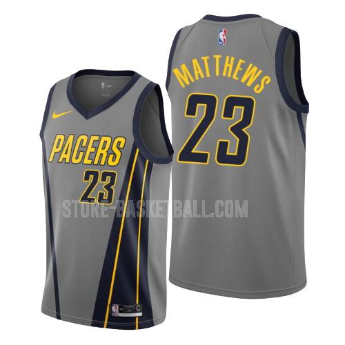 indiana pacers wesley matthews 23 gray city edition men's replica jersey
