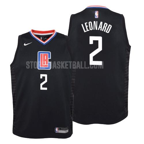 los angeles clippers kawhi leonard 2 black statement youth replica jersey