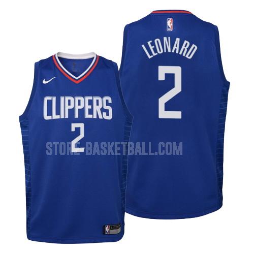 los angeles clippers kawhi leonard 2 blue icon youth replica jersey