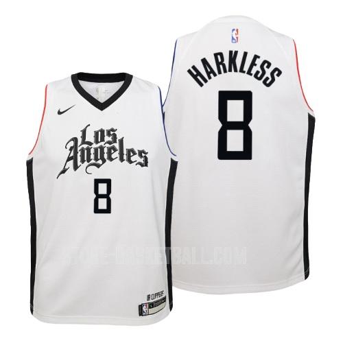 los angeles clippers maurice harkless 8 white city edition youth replica jersey