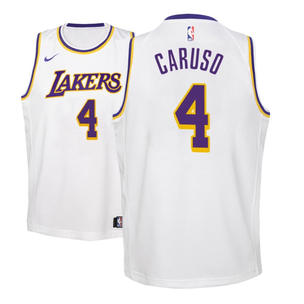 los angeles lakers alex caruso 4 white association youth replica jersey