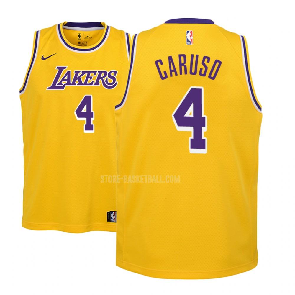 los angeles lakers alex caruso 4 yellow icon youth replica jersey