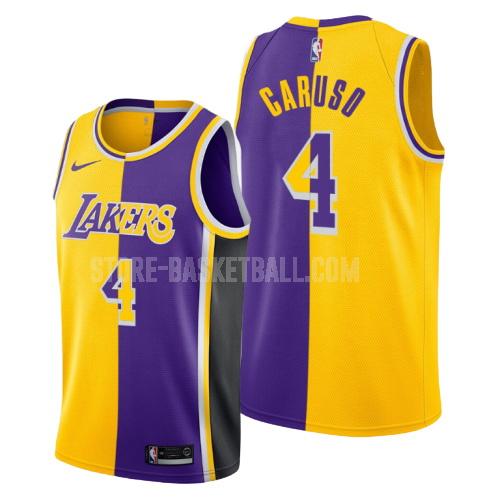 los angeles lakers alex caruso 4 yellow purple split men's replica jersey