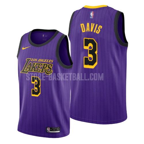 los angeles lakers anthony davis 3 purple city edition men's replica jersey