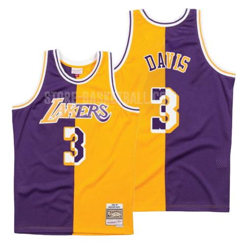los angeles lakers anthony davis 3 purple yellow split hardwood classics men's replica jersey