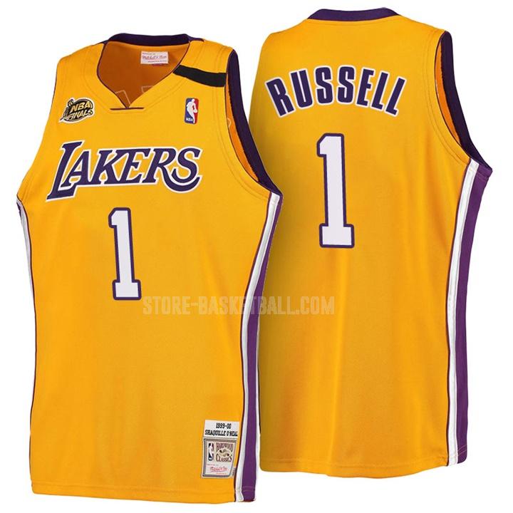 los angeles lakers d'angelo russell 1 yellow hardwood classics men's replica jersey