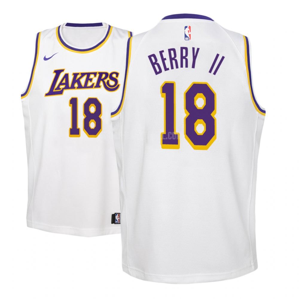los angeles lakers joel berry ii 18 white association youth replica jersey