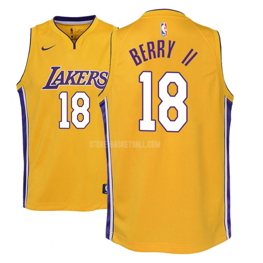 los angeles lakers joel berry ii 18 yellow icon youth replica jersey