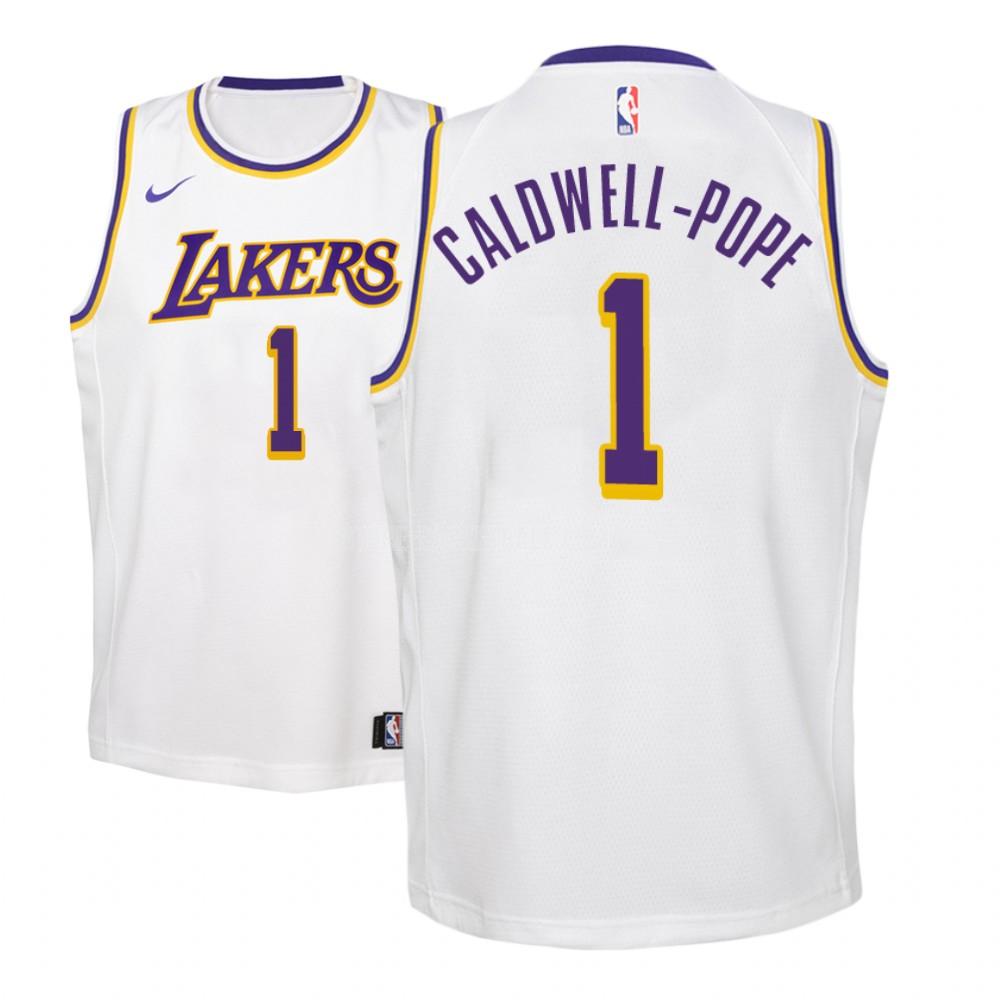 los angeles lakers kentavious caldwell-pope 1 white association youth replica jersey