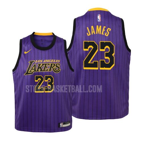 los angeles lakers lebron james 23 purple city edition youth replica jersey