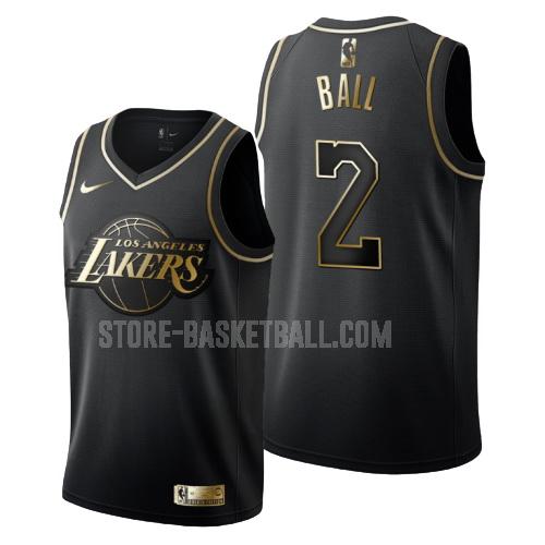 los angeles lakers lonzo ball 2 black golden edition men's replica jersey
