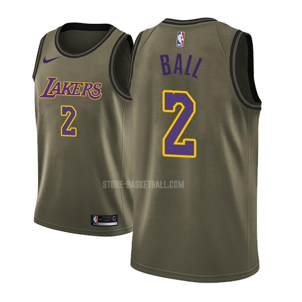 los angeles lakers lonzo ball 2 military green fashion edition men's replica jersey