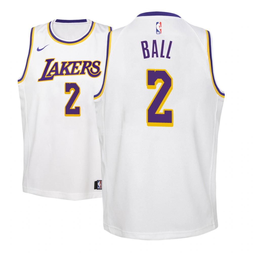 los angeles lakers lonzo ball 2 white association youth replica jersey