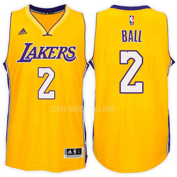 los angeles lakers lonzo ball 2 yellow home men's replica jersey