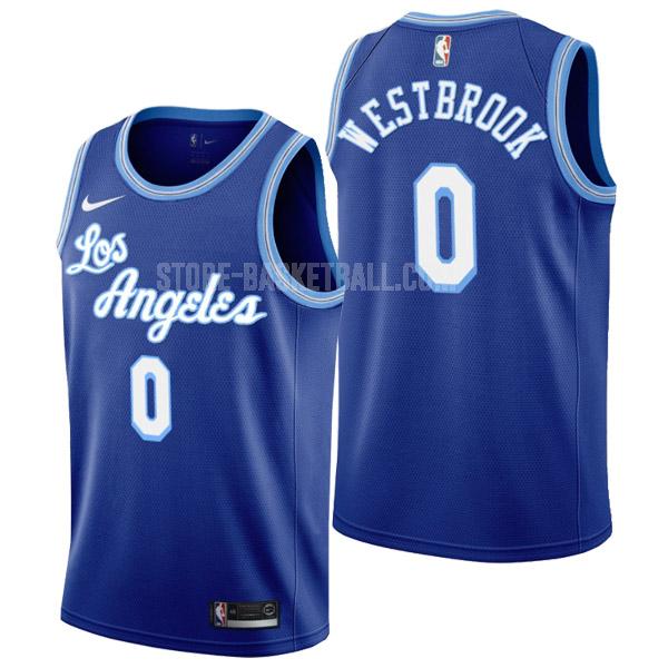 los angeles lakers russell westbrook 0 blue hardwood classics men's replica jersey