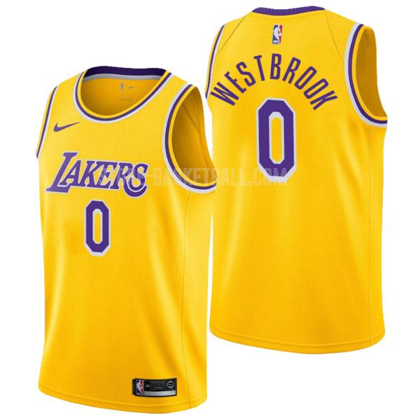 los angeles lakers russell westbrook 0 yellow icon edition men's replica jersey