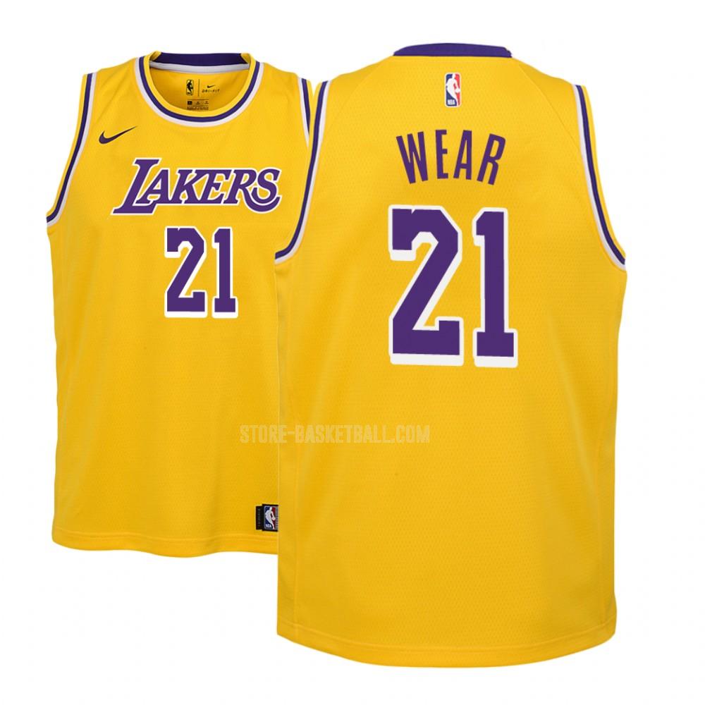 los angeles lakers travis wear 21 yellow icon youth replica jersey