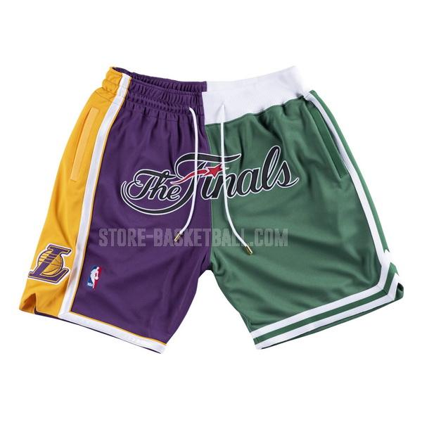 los angeles lakers vs boston celtics purple-green nba shorts