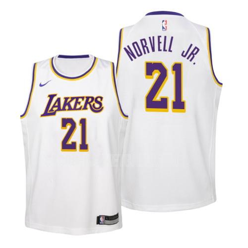 los angeles lakers zach norvell jr 21 white association youth replica jersey