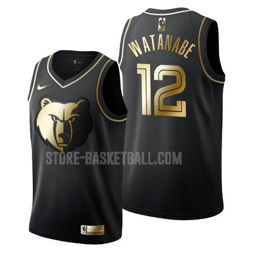 memphis grizzlies yuta watanabe 12 black golden edition men's replica jersey