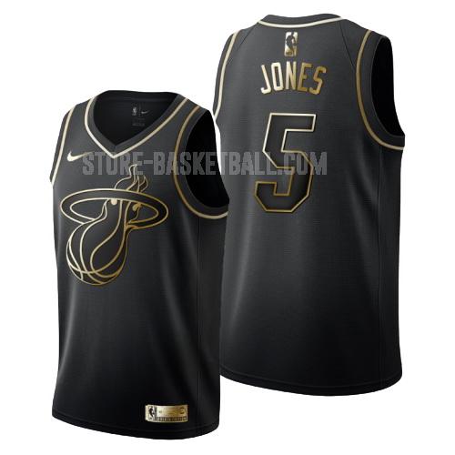 miami heat derrick jones 5 black golden edition men's replica jersey