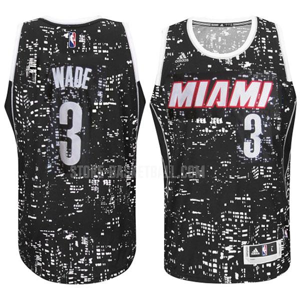 miami heat dwyane wade 3 black city edition men's replica jersey
