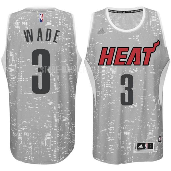 miami heat dwyane wade 3 gray city edition men's replica jersey