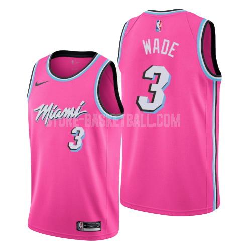 miami heat dwyane wade 3 pink earned edition men's replica jersey