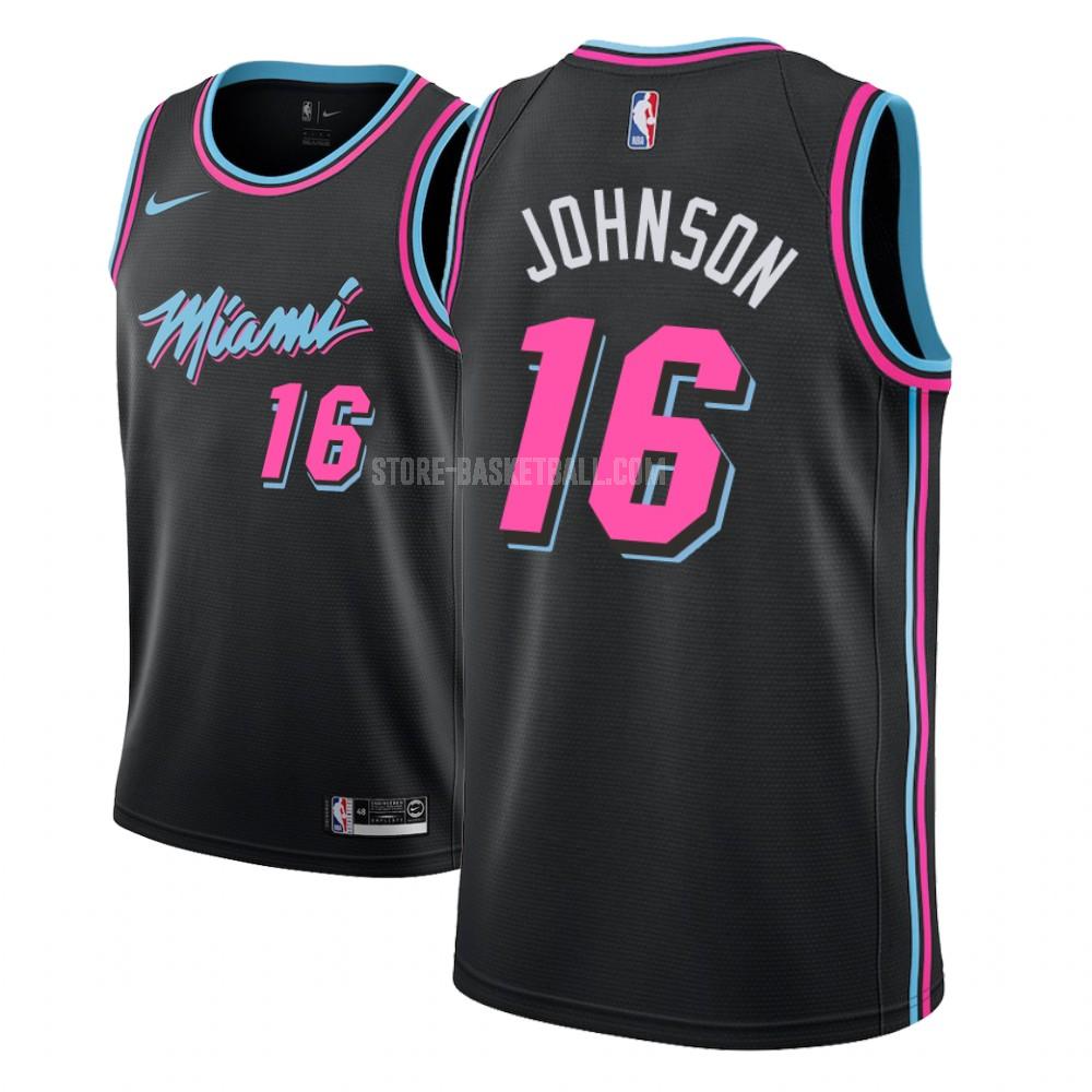 miami heat james johnson 16 black city edition men's replica jersey