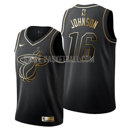 miami heat james johnson 16 black golden edition men's replica jersey