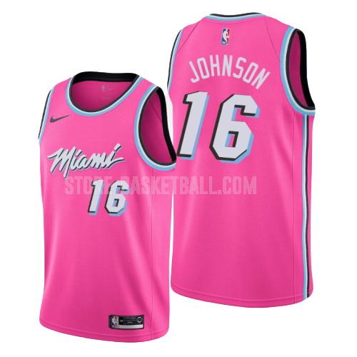 miami heat james johnson 16 pink earned edition men's replica jersey