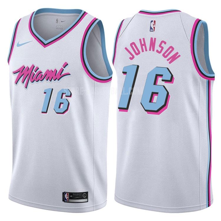 miami heat james johnson 16 white city edition men's replica jersey
