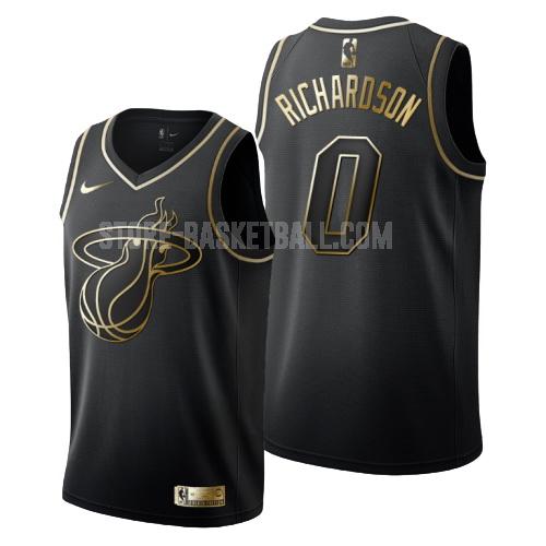 miami heat josh richardson 0 black golden edition men's replica jersey
