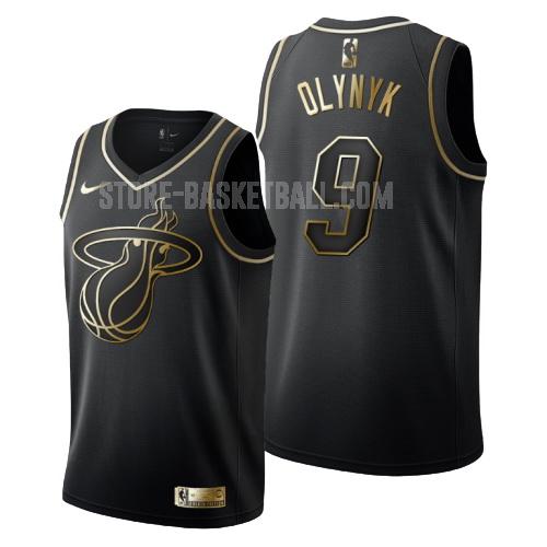 miami heat kelly olynyk 9 black golden edition men's replica jersey